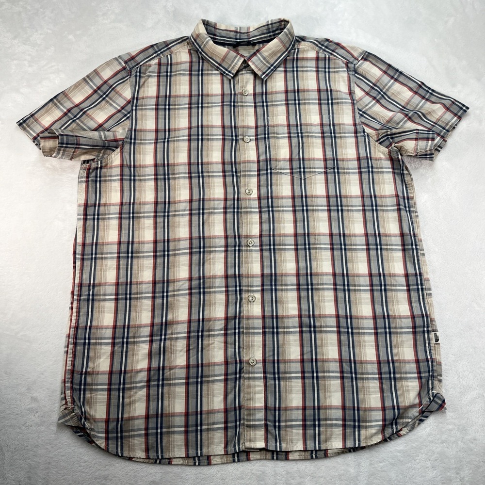 The North Face Short Sleeve Button Up Shirt Mens XL Plaid Pocket Casual Summer